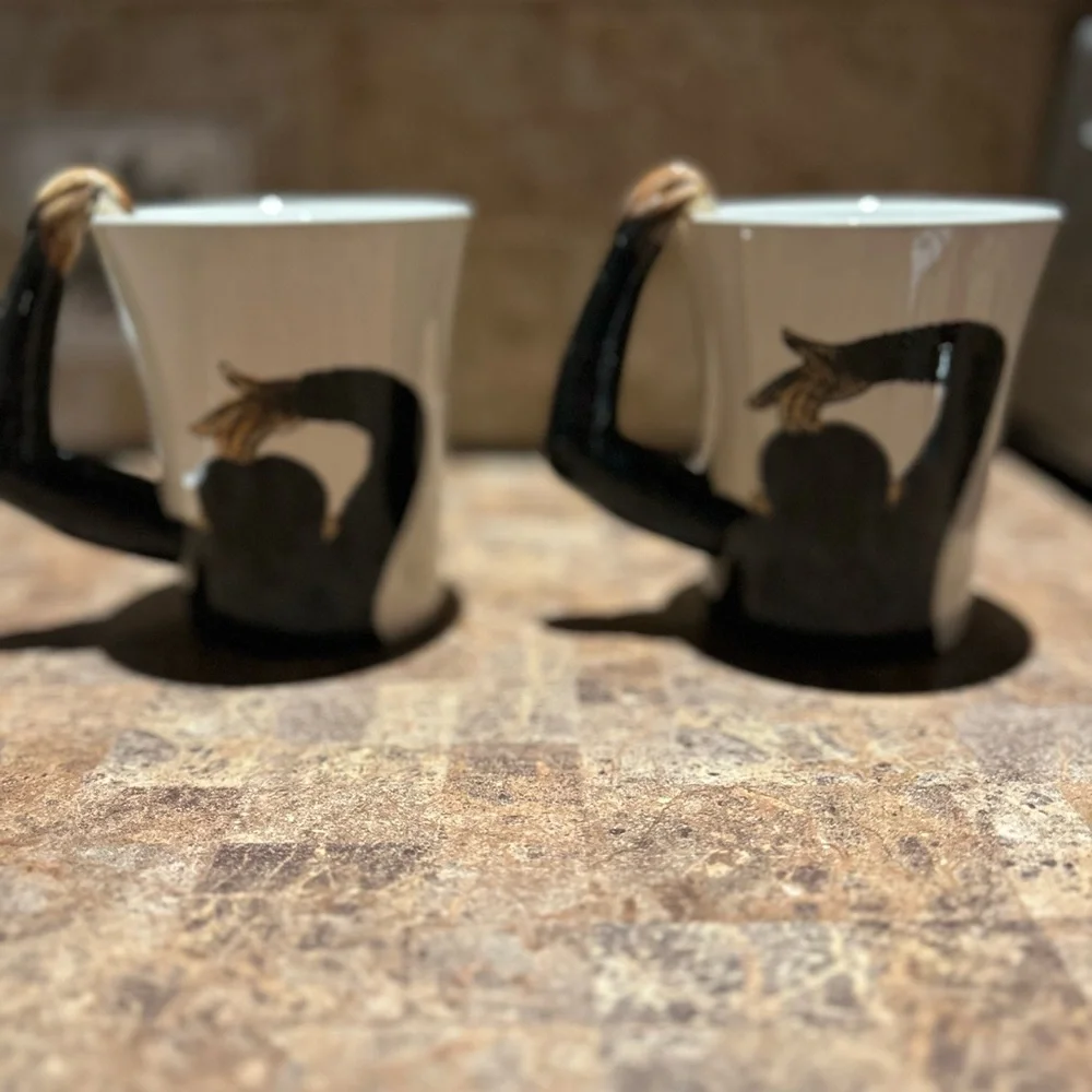 Pier 1 Imports Handpainted 5” Stoneware Mugs